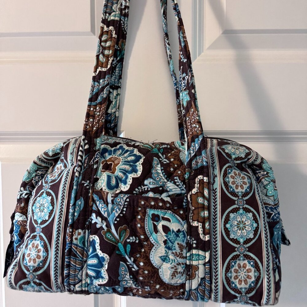 Vera Bradley Java Blue Small Zip-Top Duffle Tote- Retired